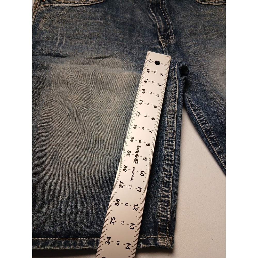 Gramercy GS115 Mens Slim Fit Distressed Embroidered Denim Shorts Blue VTG Sz 38 - Picture 7 of 10
